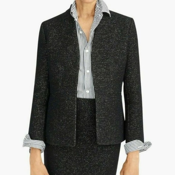 J.Crew Going Out Tinsel Tweed Blazer Black Lurex - Picture 2 of 11